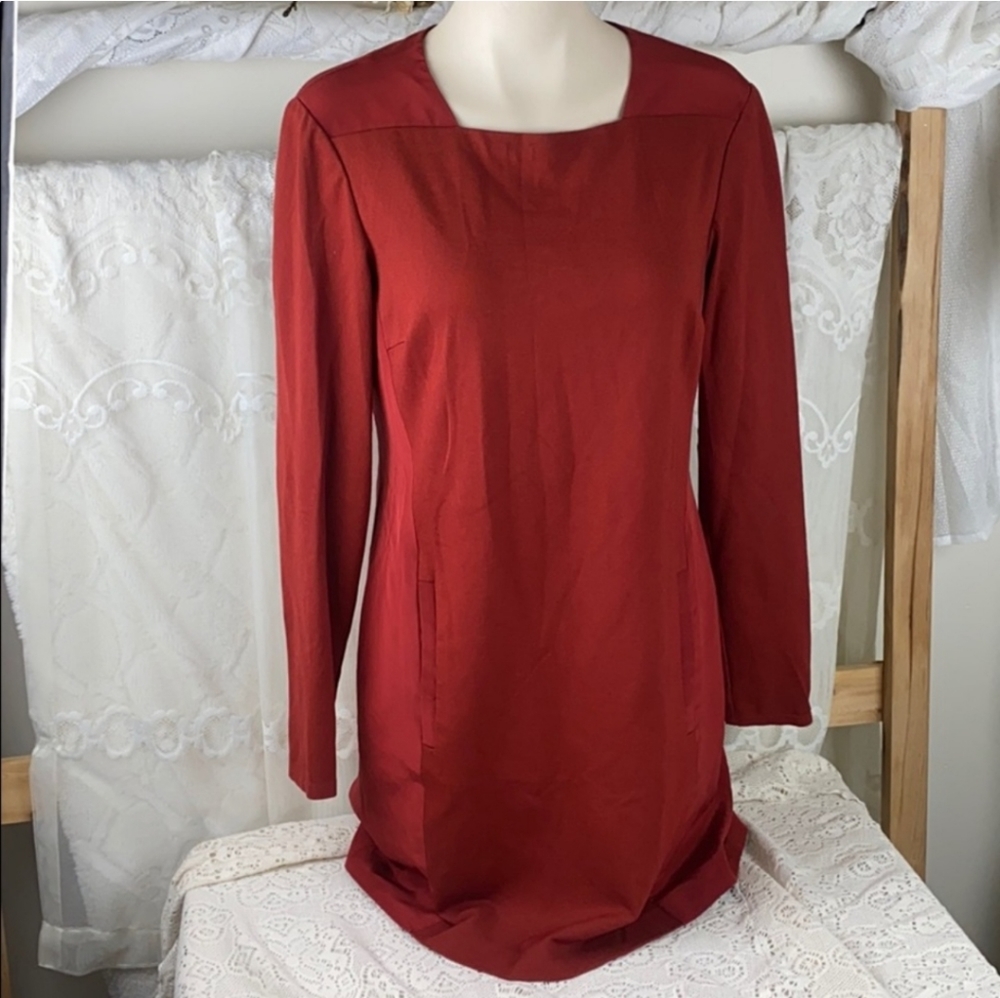 Ted Baker Red Rust Long Sleeve Silk Mini dress